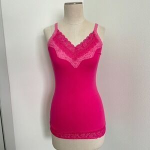 Y2K Abercrombie & Fitch Vintage Pink Perfect Stretch Lace Trim Cami Tank Top S